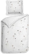 Heckettlane Dekbedovertrek Floriana - Bedlinnen met Bloemen print - 140x220 - Natural - Dekbedhoes van 100% Katoen-Satijn