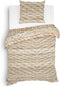 Heckettlane Dekbedovertrek Foster - Bedlinnen met print - 140x220 - Beige - Dekbedhoes van 100% Katoen-Satijn