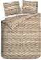 Heckettlane Dekbedovertrek Foster - Bedlinnen met print - 200x220 - Beige - Dekbedhoes van 100% Katoen-Satijn
