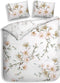 Heckettlane Dekbedovertrek Francine - Bedlinnen met Bloemen print - 140x220 - Wit - Dekbedhoes van 100% Katoen-Satijn