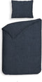 Heckettlane Dekbedovertrek Franela - Effen Bedlinnen - 140x220 - Blauw - Dekbedhoes van 100% Katoen-Flanel