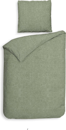 Heckettlane Dekbedovertrek Franela - Effen Bedlinnen - 140x220 - Groen - Dekbedhoes van 100% Katoen-Flanel