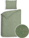 Heckettlane Dekbedovertrek Franela - Effen Bedlinnen - 140x220 - Groen - Dekbedhoes van 100% Katoen-Flanel