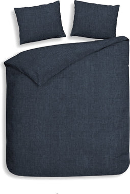Heckettlane Dekbedovertrek Franela - Effen Bedlinnen - 200x220 - Blauw - Dekbedhoes van 100% Katoen-Flanel