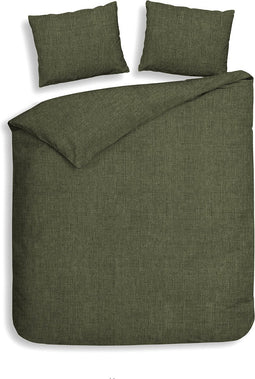 Heckettlane Dekbedovertrek Franela - Effen Bedlinnen - 260x220 - Groen - Dekbedhoes van 100% Katoen-Flanel