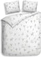 Heckettlane Dekbedovertrek Fresia - Bedlinnen met Takken print - 260x220 - Wit - Dekbedhoes van 100% Katoen-Clip Sheared
