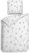 Heckettlane Dekbedovertrek Fresia - Bedlinnen met Takken print - 260x220 - Wit - Dekbedhoes van 100% Katoen-Clip Sheared