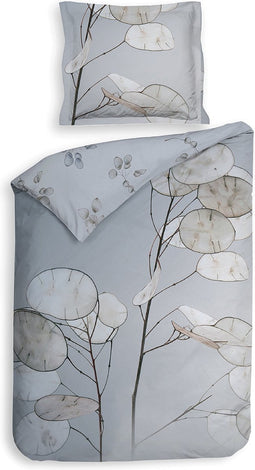Heckettlane Dekbedovertrek Frosti - Bedlinnen met Takken print - 140x220 - Blauw - Dekbedhoes van 100% Katoen-Satijn