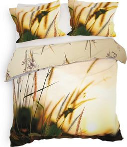 Heckettlane Dekbedovertrek Hamiton - Bedlinnen met Natuur print - 260x220 - Natural - Dekbedhoes van 100% Katoen-Satijn