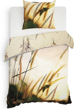Heckettlane Dekbedovertrek Hamiton - Bedlinnen met Natuur print - 140x220 - Natural - Dekbedhoes van 100% Katoen-Satijn