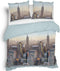 Heckettlane Dekbedovertrek Hayden - Bedlinnen met Stad print - 260x220 - Blauw - Dekbedhoes van 100% Katoen-Flanel