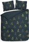 Heckettlane Dekbedovertrek Holly - Bedlinnen met Bladeren print - 140x220 - Blauw - Dekbedhoes van 100% Katoen-Satijn