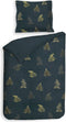 Heckettlane Dekbedovertrek Holly - Bedlinnen met Bladeren print - 140x220 - Blauw - Dekbedhoes van 100% Katoen-Satijn