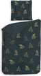 Heckettlane Dekbedovertrek Holly - Bedlinnen met Bladeren print - 260x220 - Blauw - Dekbedhoes van 100% Katoen-Satijn