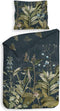 Heckettlane Dekbedovertrek Holly - Bedlinnen met Bladeren print - 240x220 - Blauw - Dekbedhoes van 100% Katoen-Satijn