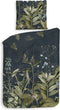 Heckettlane Dekbedovertrek Holly - Bedlinnen met Bladeren print - 140x220 - Blauw - Dekbedhoes van 100% Katoen-Satijn
