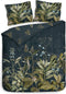 Heckettlane Dekbedovertrek Holly - Bedlinnen met Bladeren print - 140x220 - Blauw - Dekbedhoes van 100% Katoen-Satijn
