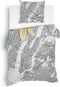 Heckettlane Dekbedovertrek Hudson - Bedlinnen met Ruiten print - 140x220 - Grijs - Dekbedhoes van 100% Katoen-Twill
