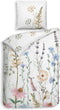 Heckettlane Dekbedovertrek Ida - Bedlinnen met Bloemen print - 140x220 - Wit - Dekbedhoes van 100% Katoen-Satijn