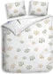 Heckettlane Dekbedovertrek Ida - Bedlinnen met Bloemen print - 200x220 - Wit - Dekbedhoes van 100% Katoen-Satijn
