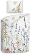 Heckettlane Dekbedovertrek Ida - Bedlinnen met Bloemen print - 200x220 - Wit - Dekbedhoes van 100% Katoen-Satijn
