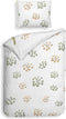 Heckettlane Dekbedovertrek Ida - Bedlinnen met Bloemen print - 200x220 - Wit - Dekbedhoes van 100% Katoen-Satijn