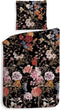 Heckettlane Dekbedovertrek Jane - Bedlinnen met Bloemen print - 240x220 - Zwart - Dekbedhoes van 100% Katoen-Flanel
