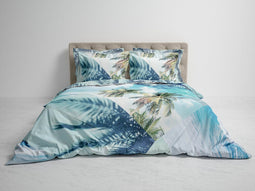 Heckettlane Dekbedovertrek Jaron - Bedlinnen met Natuur print - 260x220 - Blauw - Dekbedhoes van 100% Katoen-Satijn