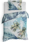 Heckettlane Dekbedovertrek Jaron - Bedlinnen met Natuur print - 140x220 - Blauw - Dekbedhoes van 100% Katoen-Satijn