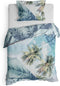 Heckettlane Dekbedovertrek Jaron - Bedlinnen met Natuur print - 260x220 - Blauw - Dekbedhoes van 100% Katoen-Satijn