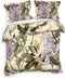 Heckettlane Dekbedovertrek Jazmin - Bedlinnen met Bloemen print - 140x220 - Groen - Dekbedhoes van 100% Katoen-Satijn
