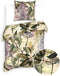 Heckettlane Dekbedovertrek Jazmin - Bedlinnen met Bloemen print - 140x220 - Groen - Dekbedhoes van 100% Katoen-Satijn