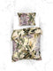 Heckettlane Dekbedovertrek Jazmin - Bedlinnen met Bloemen print - 140x220 - Groen - Dekbedhoes van 100% Katoen-Satijn