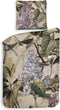 Heckettlane Dekbedovertrek Jazmin - Bedlinnen met Bloemen print - 140x220 - Groen - Dekbedhoes van 100% Katoen-Satijn