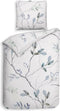 Heckettlane Dekbedovertrek Leafy - Bedlinnen met Takken print - 140x220 - Wit - Dekbedhoes van 100% Katoen-Clip Sheared