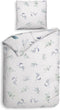 Heckettlane Dekbedovertrek Leafy - Bedlinnen met Takken print - 140x220 - Wit - Dekbedhoes van 100% Katoen-Clip Sheared