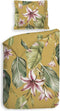 Heckettlane Dekbedovertrek Lilie - Bedlinnen met Bloemen print - 140x220 - Geel - Dekbedhoes van 100% Katoen-Satijn