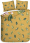 Heckettlane Dekbedovertrek Lilie - Bedlinnen met Bloemen print - 140x220 - Geel - Dekbedhoes van 100% Katoen-Satijn