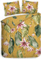 Heckettlane Dekbedovertrek Lilie - Bedlinnen met Bloemen print - 140x220 - Geel - Dekbedhoes van 100% Katoen-Satijn