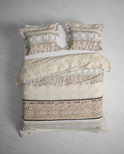 Heckettlane Dekbedovertrek Linna - Bedlinnen met print - 240x220 - Beige - Dekbedhoes van 100% Katoen-Twill