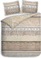 Heckettlane Dekbedovertrek Linna - Bedlinnen met print - 240x220 - Beige - Dekbedhoes van 100% Katoen-Twill