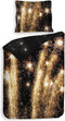 Heckettlane Dekbedovertrek Lumina - Bedlinnen met print - 200x220 - Zwart - Dekbedhoes van 100% Katoen-Satijn