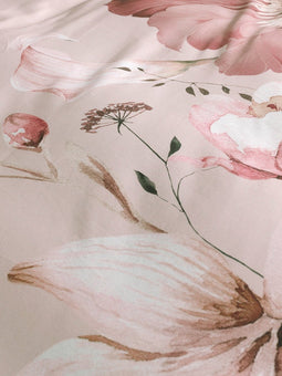 Heckettlane Dekbedovertrek Marie - Bedlinnen met Bloemen print - 200x220 - Natural - Dekbedhoes van 100% Katoen-Satijn
