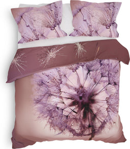Heckettlane Dekbedovertrek Marty - Bedlinnen met Natuur print - 260x220 - Roze - Dekbedhoes van 100% Katoen-Satijn
