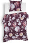 Heckettlane Dekbedovertrek Mina - Bedlinnen met Bloemen print - 200x220 - Rood - Dekbedhoes van 100% Katoen-Flanel
