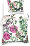 Heckettlane Dekbedovertrek Murano - Bedlinnen met Bloemen print - 240x220 - Groen - Dekbedhoes van 100% Katoen-Twill