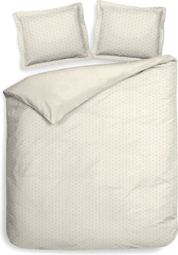 Heckettlane Dekbedovertrek Punto - Bedlinnen met Stippen - 240x220 - Off-White - Dekbedhoes van 100% Katoen-Satijn