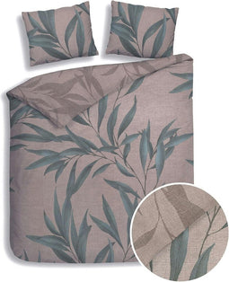 Heckettlane Dekbedovertrek Ramo - Bedlinnen met Takken print - 200x220 - Taupe - Dekbedhoes van 100% Katoen-Satijn
