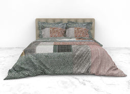 Heckettlane Dekbedovertrek Ron - Bedlinnen met Patchwork print - 240x220 - Multi - Dekbedhoes van 100% Katoen-Twill