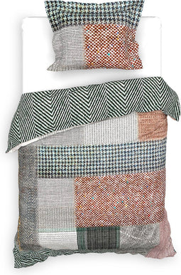 Heckettlane Dekbedovertrek Ron - Bedlinnen met Patchwork print - 140x220 - Multi - Dekbedhoes van 100% Katoen-Twill